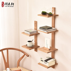 Nordic solid wood, simple oak shelf, decorative shelf, floor shelf, /CD shelf / shelf display clapboard Two layers of walnut