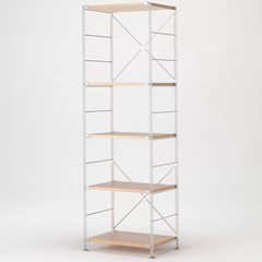 Jugar pole shelf [XL] Japanese landing, multi layer oak crevice corner shelf, open storage bookshelf Stainless steel - oak color