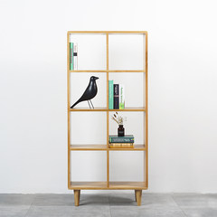 Nordic simple bookshelf, solid wood, modern combination bookcase, floor clapboard, living room storage rack three layers 0.6-0.8 meters wide
