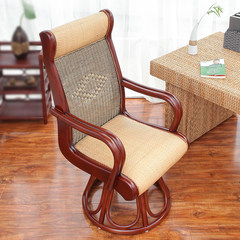 Computer chair home office chair rattan chairs staff chair swivel chair footrest reclining chair gaming fashion The boss rattan chair Solid wood feet Fixed armrest