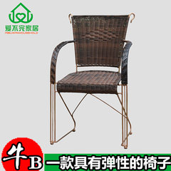 Flexible stackable chair chair ventilation household computer leisure chair seat mahjong chess room chair Coffee black (round back) Steel foot Fixed armrest