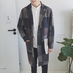 Medium length Korean version, new double sided cashmere coat, man made wool, suit collar, double face coat tide 3XL Light grey