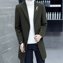 2017 men dandy long coat in Korean handsome wool coat winter wool coat all-match 165/M gray