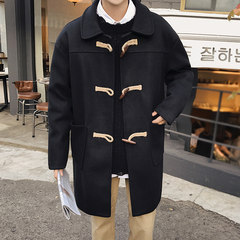 The men and women shop in winter @ long coat Korean students Levis handsome men's woollen overcoat 3XL black