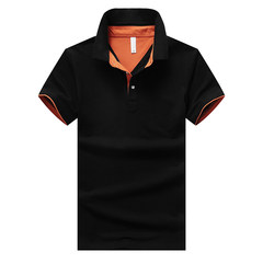 Every day special summer short sleeved men's T-shirt, youth shirt collar POLO shirt, casual short sleeved clothes, summer T-shirt 3XL Black + Orange