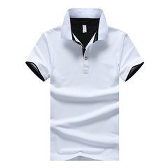 Every day special summer short sleeved men's T-shirt, youth shirt collar POLO shirt, casual short sleeved clothes, summer T-shirt 3XL White + Black
