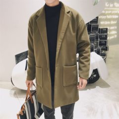 Winter coat men long coat slim autumn woolen coat trend of Korean male lovers winter Cloak 3XL Khaki
