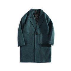 Men's windbreaker winter woolen coat in the long section of British style male teenagers fall 2017 new men jacket L recommends 125-135 Jin Black [cotton]