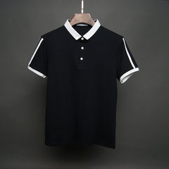 Paul Mens XL loose T-shirt Lapel cotton sundress man solid business casual short sleeved polo shirt XL (168-180 Jin) Coffee