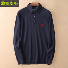 Nautica Cotton Mens Long Sleeve T-Shirt Lapel middle-aged youth leisure business Polo by loose code S Blue red label