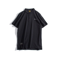 BDCT Black Embroidered Hong Kong Wind Polo shirt man summer style retro tide brand lapel collar Paul short sleeve M black