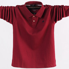 Paul men's Polo Shirt XL fat autumn clothes with collar long sleeved T-shirt Lapel loose fat fat 3XL gules