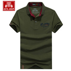 Battlefield Jeep short sleeved T-shirt, men's lapel, cotton Stripe Polo shirt, summer AFS JEEP short sleeve T-shirt loose 2 pieces minus 5 yuan! 3 pieces, minus 10 yuan! ] 8023 army green