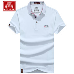 Battlefield Jeep short sleeved T-shirt, men's lapel, cotton Stripe Polo shirt, summer AFS JEEP short sleeve T-shirt loose 2 pieces minus 5 yuan! 3 pieces, minus 10 yuan! ] 7008 white