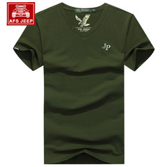 Battlefield Jeep short sleeved T-shirt, men's lapel, cotton Stripe Polo shirt, summer AFS JEEP short sleeve T-shirt loose 2 pieces minus 5 yuan! 3 pieces, minus 10 yuan! ] Phosphor powder