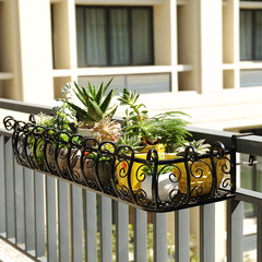 European iron railings flower balcony guardrail hanging wall hanging flowerpot rack anti-theft net fleshy flower hanging flower 50*29*16CM