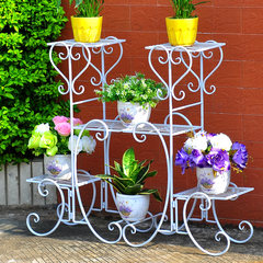 The new Ying iron flower living room balcony indoor floor flower stand European fashion multi wood flower shelf special offer Five layers of white