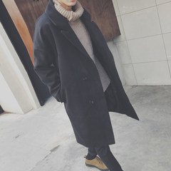 A couple of winter 2017 New South Korea Korean students in the long coat loose woolen cloth coat coat male models S Khaki