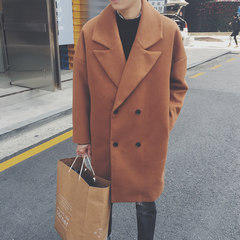 The Japanese in the fall and winter long coat men loose woolen coat trend of Korean male male long coat M (comfortable and comfortable version) Dark grey