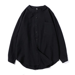 Fall 2017 New Style Men's shirt, Korean fashion, handsome long sleeve shirt, casual simple shirt S black
