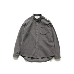 The original Japanese men fall fashion casual shirt collar loose solid corduroy shirt Korean youth M Dark grey