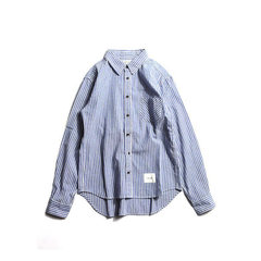 DJYG Tokyo wardrobe men's new style Japanese original stripe Korean style men and women leisure long sleeve shirt shirt men M blue