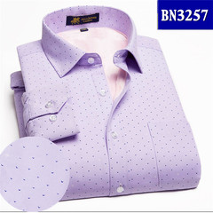 Paul winter men's shirt with warm cashmere thickened middle-aged size long sleeved plaid shirt with dad sanding Forty-four Violet