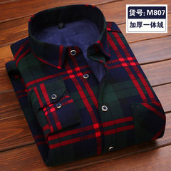 In autumn and winter, men's warm shirts add thick and long sleeves, and middle-aged men's Plaid shirt and men's T-shirt M-39 M807