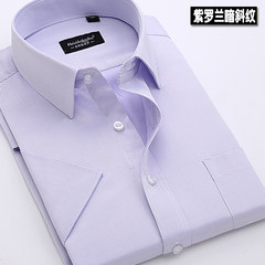 Summer white shirt, men's short sleeve, Korean style, pure color business suit, casual shirt, young men's professional shirt Thirty-eight violet