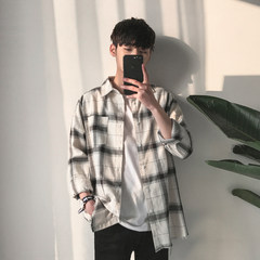 In the autumn of 2017 Korean style BF loose and long sleeve shirts slim handsome boys all-match student shirt trend 3XL Beige