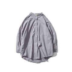 The trend of small fresh men's casual Linen Shirt Lapel loose solid all-match seven sleeve jacket. 3XL gray