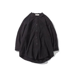 The trend of small fresh men's casual Linen Shirt Lapel loose solid all-match seven sleeve jacket. 3XL black