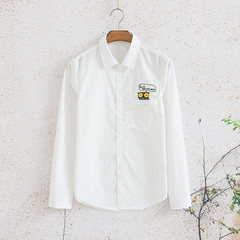 Autumn new style Japanese small fresh cartoon animal embroidered long sleeve shirt 170/M 939# Owl