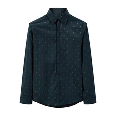Peacebird men fall fashion cotton long sleeved shirt Embroidered Floral Shirt slim men B2CA53137 3XL Hidden blue wave point