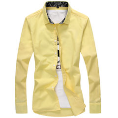Spring and autumn in the new Long Sleeved Shirt Mens Business Casual Shirt Korean slim DP trend young men's clothes 3XL yellow