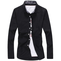 Spring and autumn in the new Long Sleeved Shirt Mens Business Casual Shirt Korean slim DP trend young men's clothes 3XL black