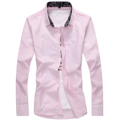 Spring and autumn in the new Long Sleeved Shirt Mens Business Casual Shirt Korean slim DP trend young men's clothes 3XL Pink