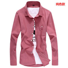 Spring and autumn in the new Long Sleeved Shirt Mens Business Casual Shirt Korean slim DP trend young men's clothes 3XL Red wine