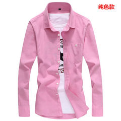 Spring and autumn in the new Long Sleeved Shirt Mens Business Casual Shirt Korean slim DP trend young men's clothes 3XL Pure Pink