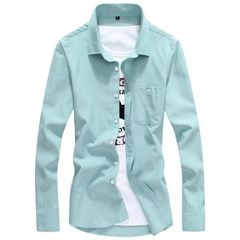Spring and autumn in the new Long Sleeved Shirt Mens Business Casual Shirt Korean slim DP trend young men's clothes 3XL Pale green
