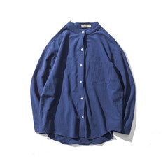 The new trend of men's clothing, men's jacket, casual men's wear, long sleeve shirt trend S blue