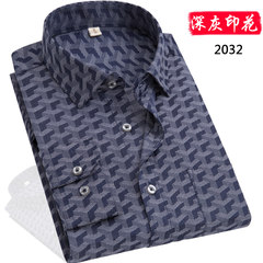 In autumn, dads wear shirts, middle aged men, long sleeved shirts, autumn clothes, baggy shirts for the elderly, and grandpa's coats 38 yards /S/165 Dark gray printing 2032
