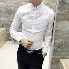 Autumn cashmere Mens Long Sleeve Shirt with floral youth slim fashion stylist Han wind shirt clothing trend 3XL H201 white