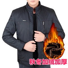 2017 new men's 40 year old middle-aged jacket in autumn and winter coat and cashmere 50 elderly father thick winter 3XL Winter black