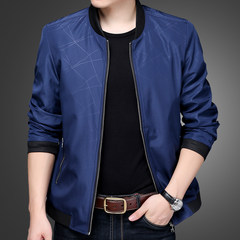 2017 new middle-aged men jacket jacket thin fall 30 leisure 40 elderly and 50 year old father Liling One hundred and ninety-five Blue 5189