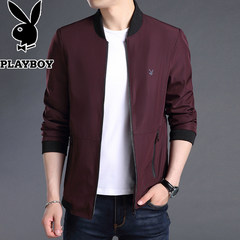 Men's coats in the autumn of 2017 new spring coat all-match mens jacket slim handsome Korean baseball uniform 3XL A8 [low collar] wine red