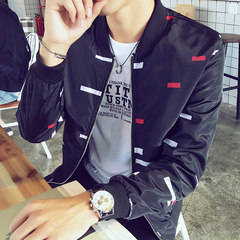 2017 new men's casual jacket coat and stamp male Korean slim all-match baseball uniform trend in autumn M 26301 black