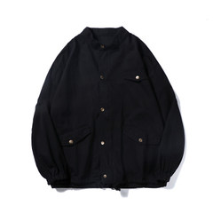 @ Hong Kong men's art autumn Korean version, student pocket coat, loose jacket, jacket, youth tide men's wear M black