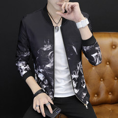 Men's coats fall 2017 new mens jacket s casual fashion gown embroidered thin coat 3XL White flame