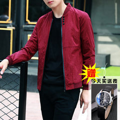 2017 New Style Men's jacket, autumn and winter jacket, Korean style trend, men's clothing thickening in spring and Autumn 3XL Dark red